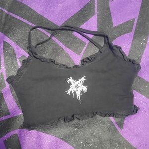 Black Ruffled Women's Top